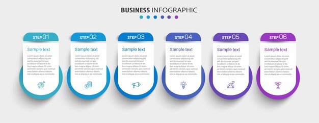 plantilla de diseño de infografía vectorial de negocios con iconos y 6 opciones o pasos