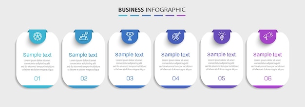 plantilla de diseño de infografía vectorial de negocios con iconos y 6 opciones o pasos