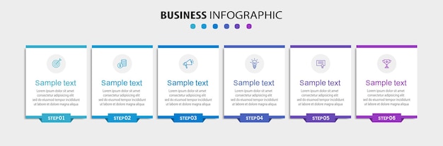 plantilla de diseño de infografía vectorial de negocios con iconos y 6 opciones o pasos