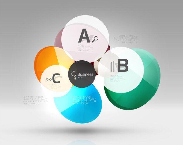 Plantilla de diseño de infografías empresariales modernas circulares Fondo de plantilla vectorial para opciones de número de diagrama de diseño de flujo de trabajo de impresión o banner de diseño web