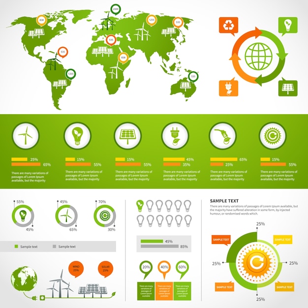 Vector plantilla de diseño de infografías de energía