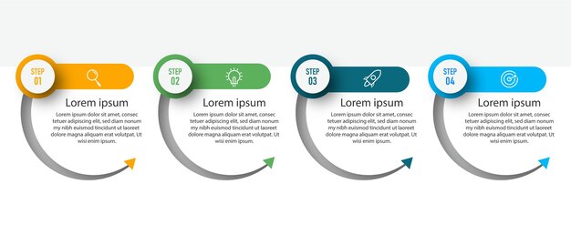 Plantilla de diseño de infografías de flecha de línea de tiempo de pasos