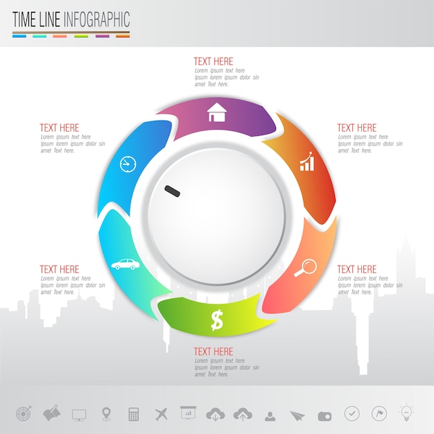 Plantilla de diseño de infografías con iconos conjunto