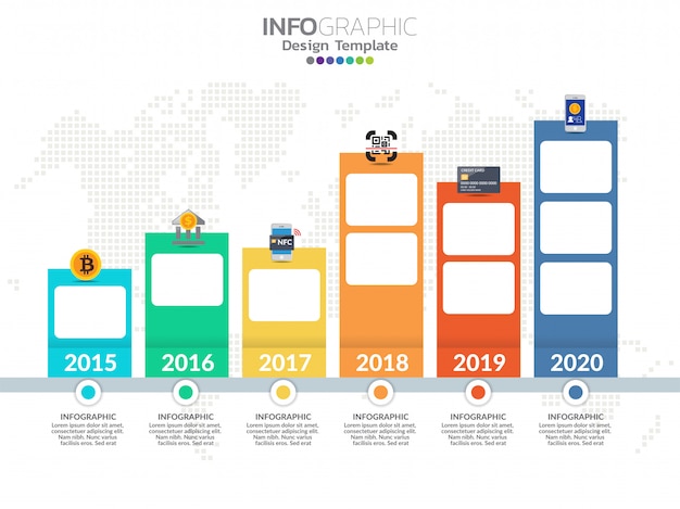 Plantilla de diseño de infografías de línea de tiempo con 6 opciones, diagrama de proceso.