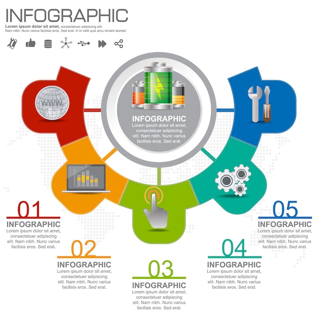 Plantilla de diseño de infografías de línea de tiempo con opciones, diagrama de proceso.