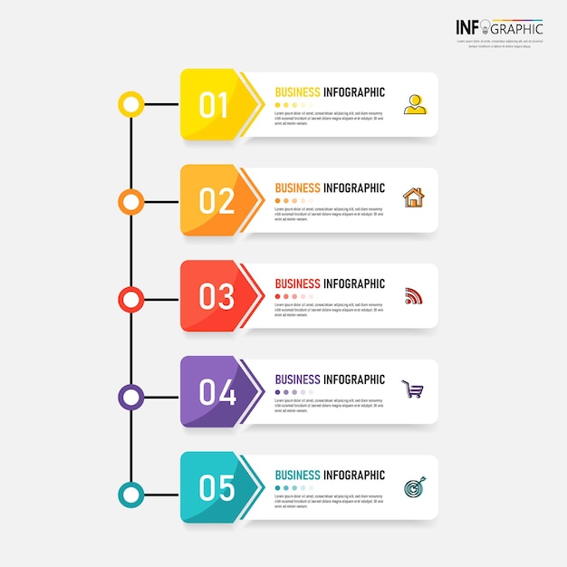 Plantilla de diseño de infografías de línea de tiempo de pasos