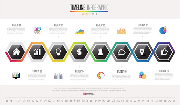 Plantilla de diseño de infografías de línea de tiempo