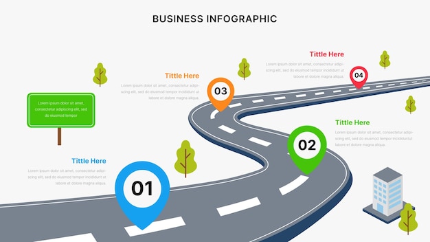 plantilla de diseño de infografías de negocios de mapas de carreteras vectoriales