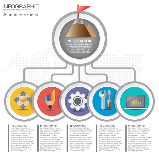 Plantilla de diseño de infografías con opciones, diagrama de proceso.