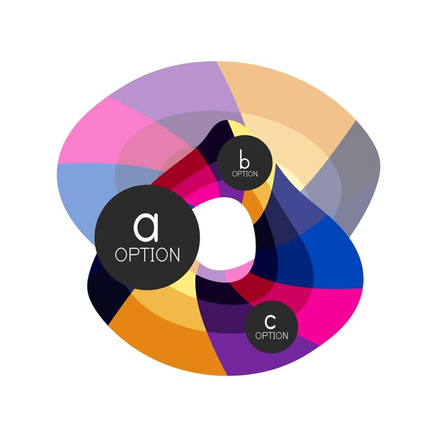 Plantilla de diseño de infografías de opciones geométricas coloridas abstractas con opciones de abc de muestra Fondo abstracto para presentación de negocios o banner de información