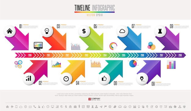 Plantilla de diseño de infografías Timeline