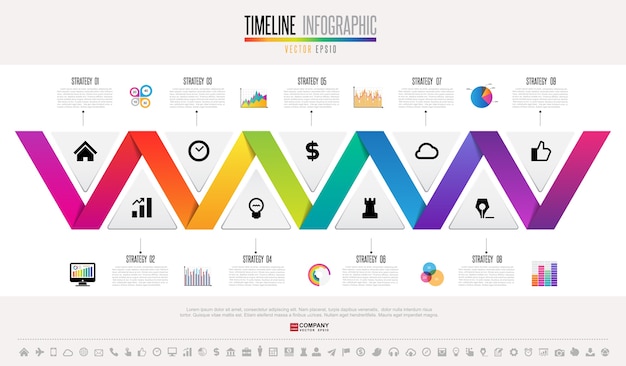 Plantilla de diseño de infografías Timeline