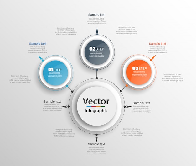 Plantilla de diseño infográfico con 3 opciones o pasos