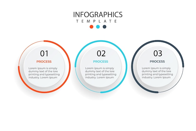 Plantilla de diseño infográfico con 3 opciones o pasos.