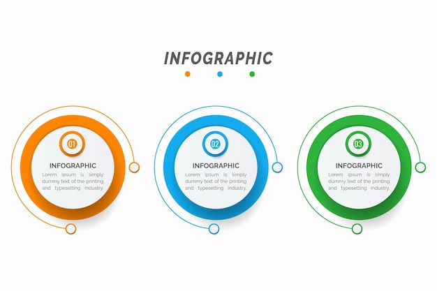 Plantilla de diseño infográfico con 3 opciones o pasos.