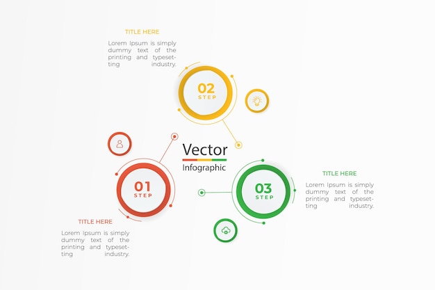 Plantilla de diseño infográfico con 3 opciones o pasos.