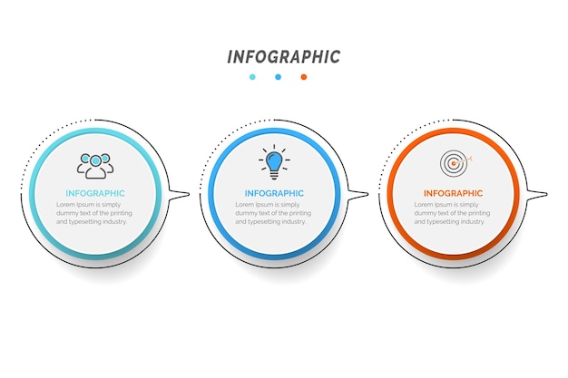 Plantilla de diseño infográfico con 3 opciones o pasos.