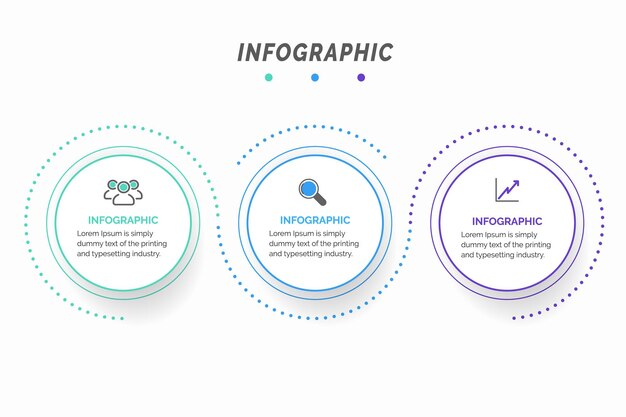 Plantilla de diseño infográfico con 3 opciones o pasos.