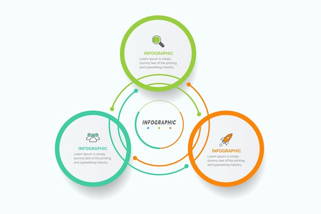 Plantilla de diseño infográfico con 3 opciones o pasos.