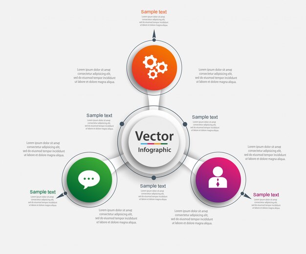 Plantilla de diseño infográfico con 3 opciones, partes