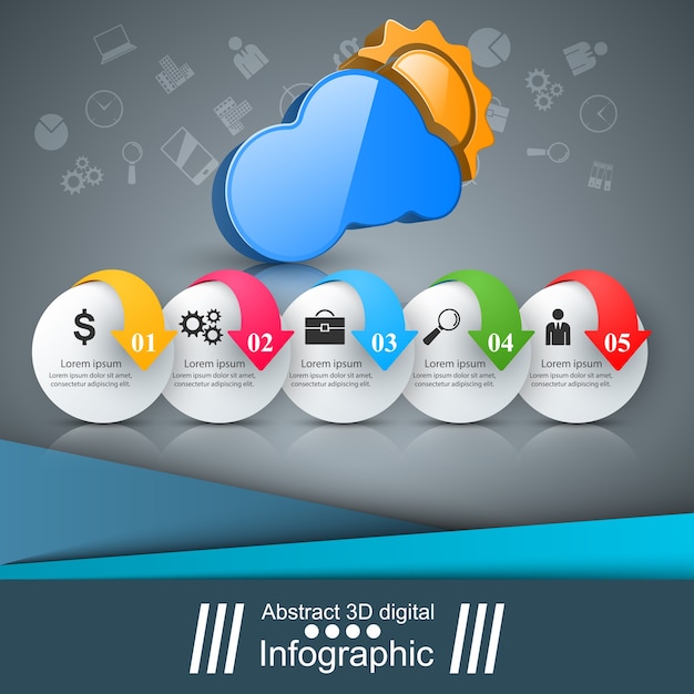 Plantilla de diseño infográfico 3D e iconos de marketing
