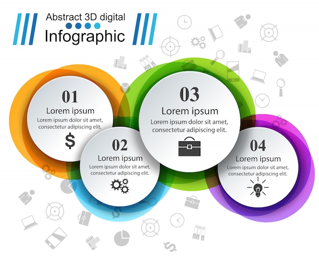 Plantilla de diseño infográfico 3D e iconos de marketing