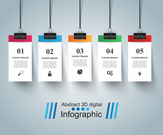 Plantilla de diseño infográfico 3d y pin