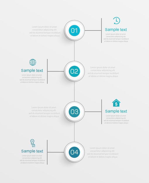 Plantilla de diseño infográfico con 4 opciones o pasos.