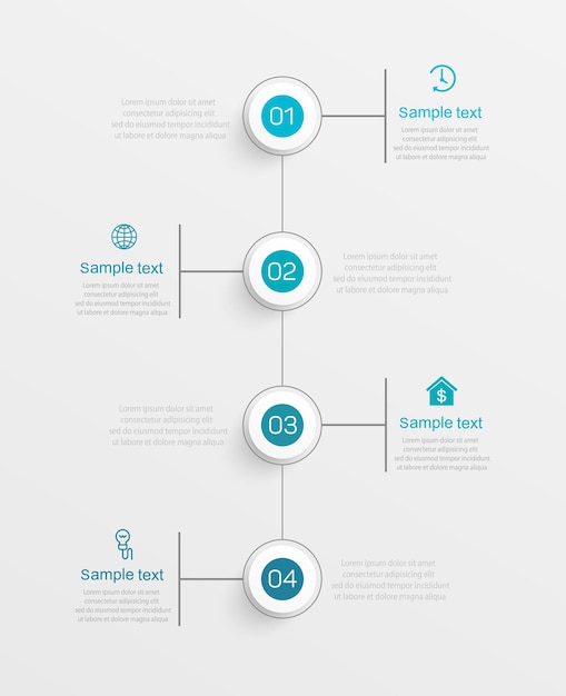 Plantilla de diseño infográfico con 4 opciones o pasos