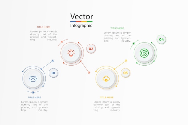 Plantilla de diseño infográfico con 4 opciones o pasos.