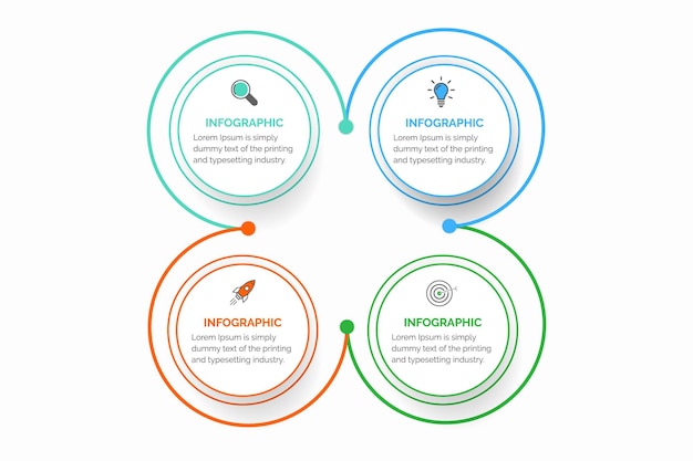 Plantilla de diseño infográfico con 4 opciones o pasos.