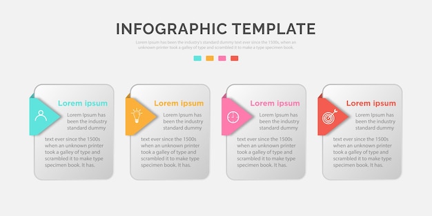 Plantilla de diseño infográfico 4 pasos con icono