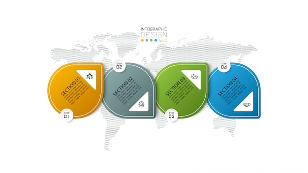 Plantilla de diseño infográfico de 4 pasos.