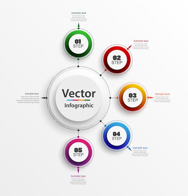 Plantilla de diseño infográfico con 5 pasos