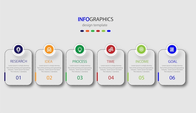 Plantilla de diseño infográfico con 6 opciones o pasos