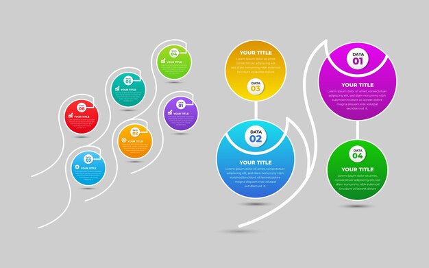 Una plantilla de diseño infográfico circular con cuatro pasos