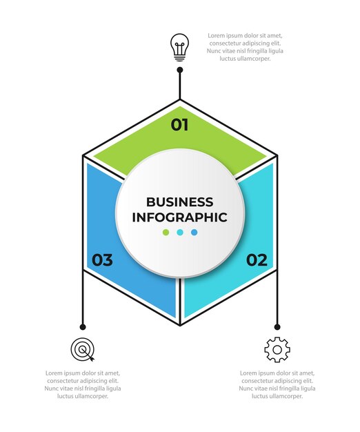 Plantilla de diseño infográfico Concepto creativo con 3 pasos Se puede usar para diagrama de diseño de flujo de trabajo diseño web de banner Ilustración vectorial