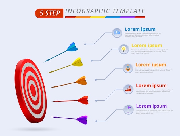 Vector plantilla de diseño infográfico concepto de línea de tiempo con objetivo