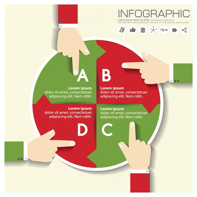 Plantilla de diseño infográfico y concepto de negocio con 4 opciones, piezas, pasos o procesos.