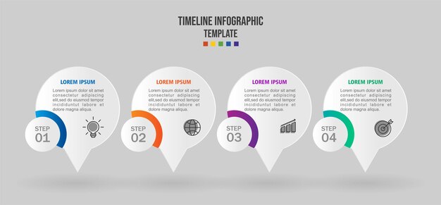 Plantilla de diseño infográfico concepto de negocio con 4 pasos u opciones