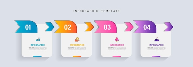plantilla de diseño infográfico concepto de negocio con 4 pasos