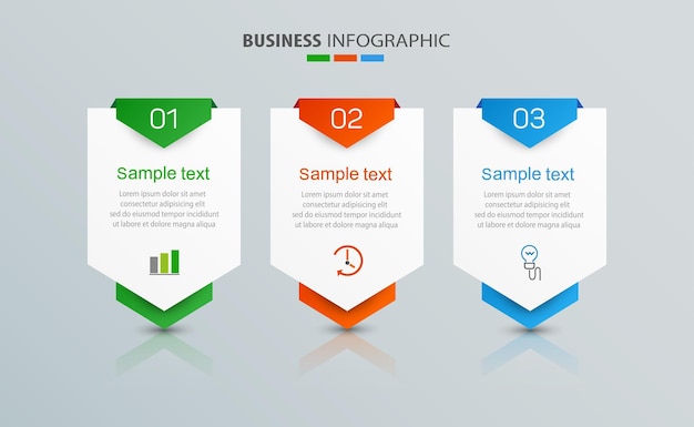 Plantilla de diseño infográfico empresarial con 3 opciones o pasos