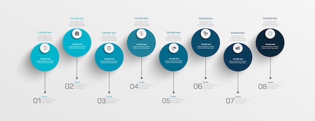 Plantilla de diseño infográfico empresarial con 8 opciones