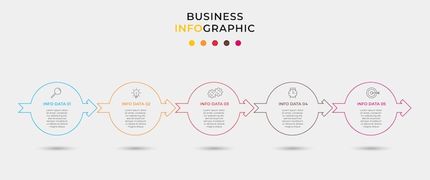 Plantilla de diseño infográfico empresarial vector con iconos y 5 opciones o pasos