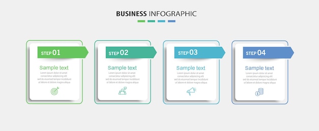 Plantilla de diseño infográfico con iconos y 4 opciones o pasos.
