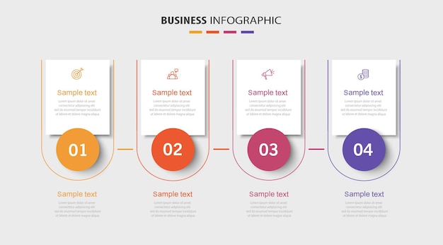 Plantilla de diseño infográfico con iconos y 4 opciones o pasos.