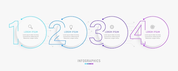 Plantilla de diseño infográfico con iconos y 4 opciones o pasos.