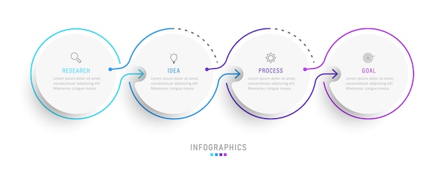 Plantilla de diseño infográfico con iconos y 4 opciones o pasos.