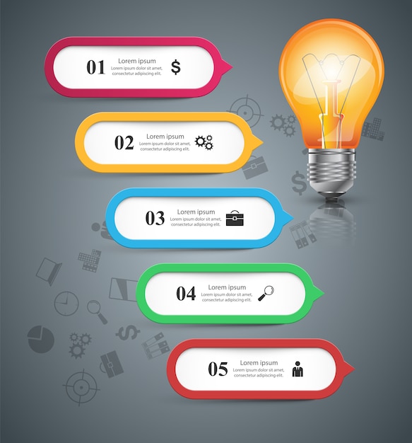 Plantilla de diseño infográfico y los iconos de marketing.