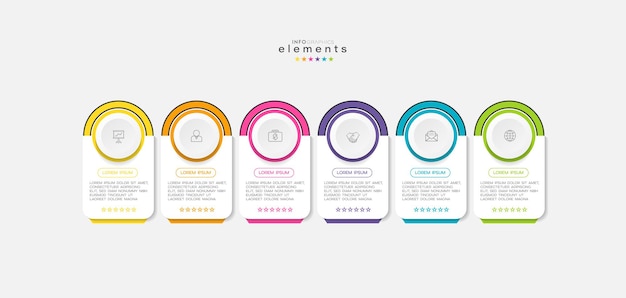 Plantilla de diseño infográfico con iconos y opciones o pasos.